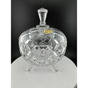 The European Collection Lead Crystal Footed & Lidded Candy or Nut Bowl